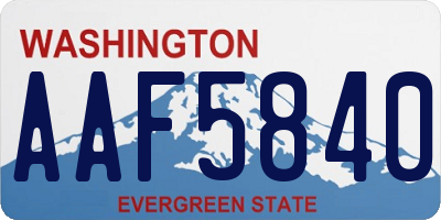 WA license plate AAF5840