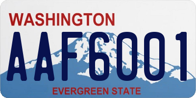 WA license plate AAF6001