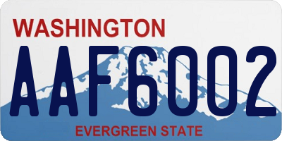 WA license plate AAF6002