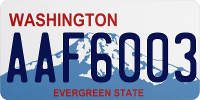 WA license plate AAF6003