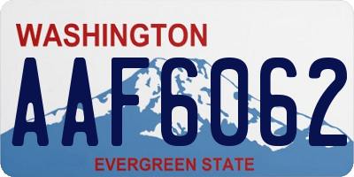 WA license plate AAF6062