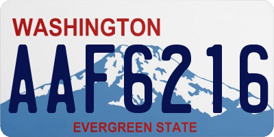 WA license plate AAF6216