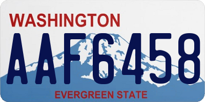 WA license plate AAF6458