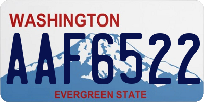 WA license plate AAF6522