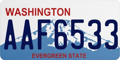 WA license plate AAF6533