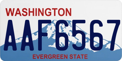 WA license plate AAF6567