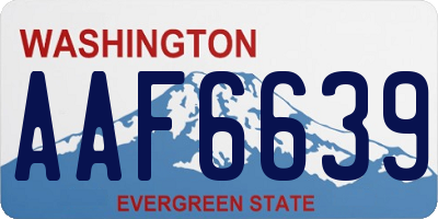 WA license plate AAF6639