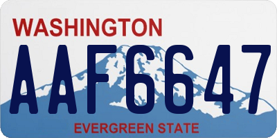 WA license plate AAF6647