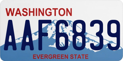 WA license plate AAF6839