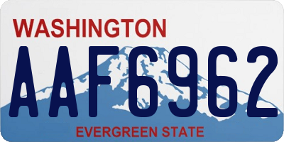 WA license plate AAF6962