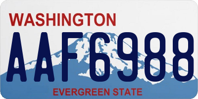WA license plate AAF6988