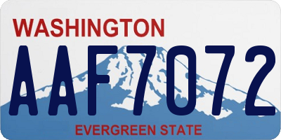 WA license plate AAF7072