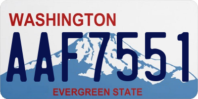 WA license plate AAF7551