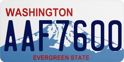 WA license plate AAF7600
