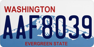 WA license plate AAF8039