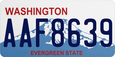 WA license plate AAF8639