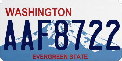 WA license plate AAF8722