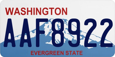 WA license plate AAF8922