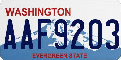 WA license plate AAF9203