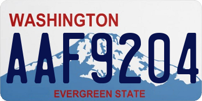 WA license plate AAF9204