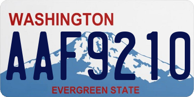 WA license plate AAF9210