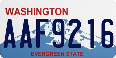 WA license plate AAF9216