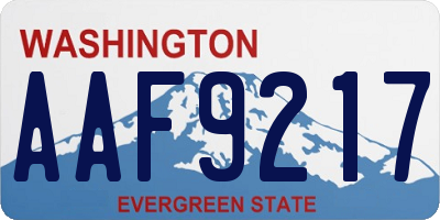 WA license plate AAF9217