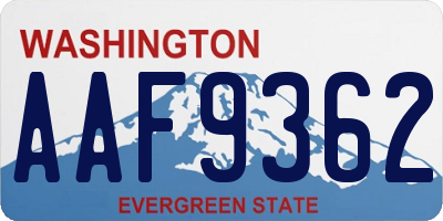 WA license plate AAF9362