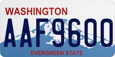 WA license plate AAF9600