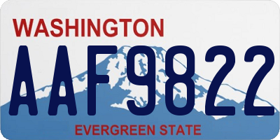 WA license plate AAF9822