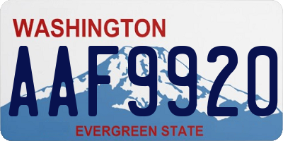 WA license plate AAF9920