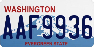WA license plate AAF9936
