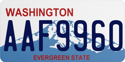 WA license plate AAF9960