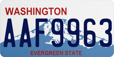 WA license plate AAF9963