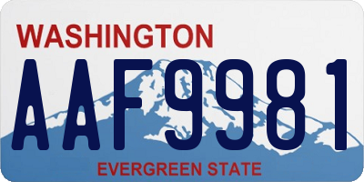WA license plate AAF9981