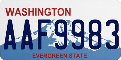 WA license plate AAF9983