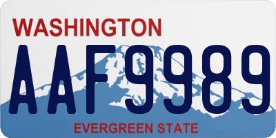 WA license plate AAF9989