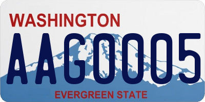 WA license plate AAG0005