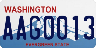 WA license plate AAG0013