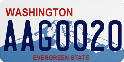 WA license plate AAG0020