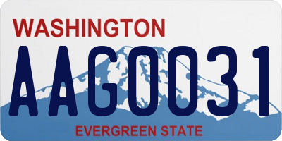 WA license plate AAG0031