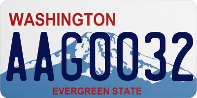 WA license plate AAG0032