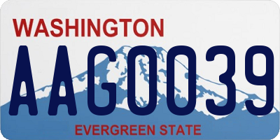WA license plate AAG0039