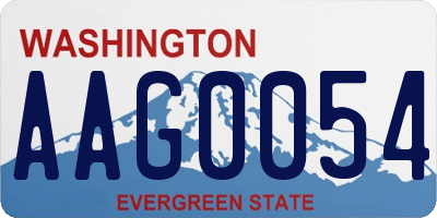 WA license plate AAG0054