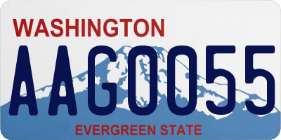 WA license plate AAG0055