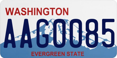 WA license plate AAG0085