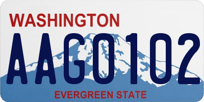 WA license plate AAG0102
