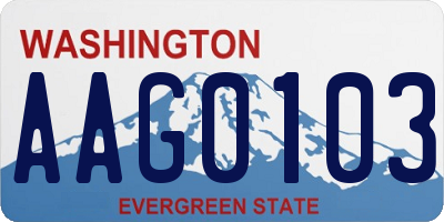 WA license plate AAG0103