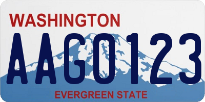 WA license plate AAG0123