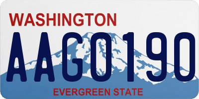 WA license plate AAG0190